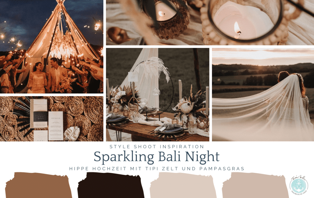 Sparkling Bali Night - hippe Outdoor Hochzeit mit Pampasgras und Tipi Zelt